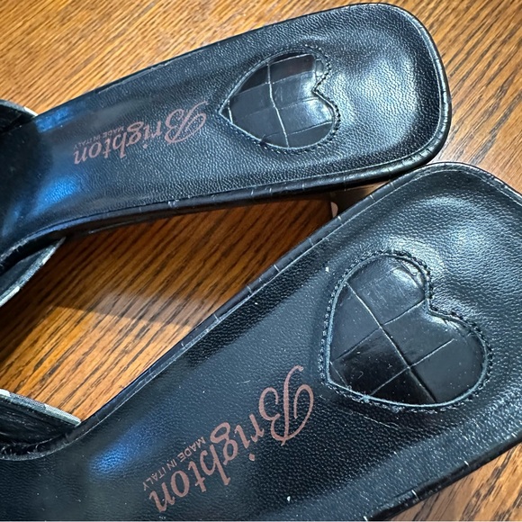 Vintage Brighton Kate Black and White Checkered Slide Kitten Heel Sandals - Picture 3 of 7